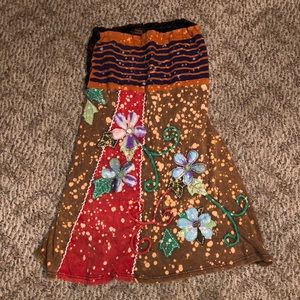 Rising International Strapless Bleached Dress with Flowers